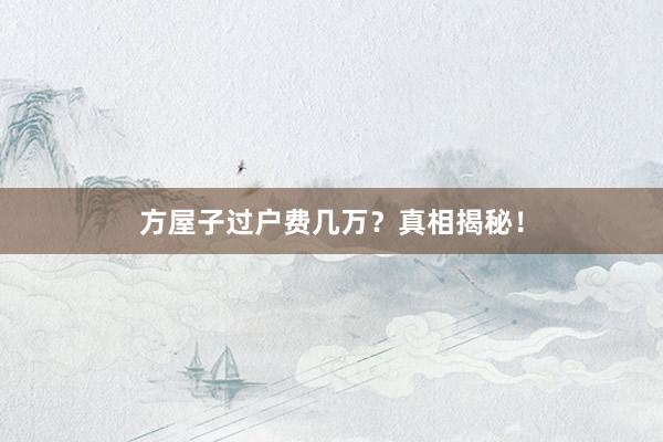 方屋子过户费几万？真相揭秘！