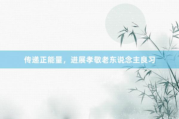 传递正能量，进展孝敬老东说念主良习